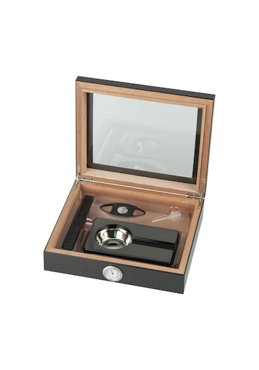 Hauser Karbon Karbon Camlı Humidor Seti 569183