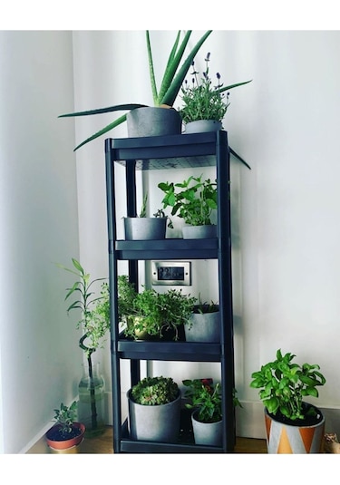 4 Katlı Banyo Rafı Mutfak Rafı Balkon Rafı Siyah