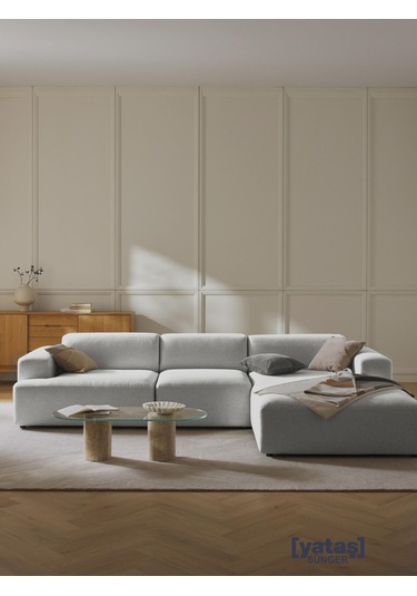 Most Mollista 3 Modül Sağ Köşe Koltuk 32 Gri Keten Kumaş Yumuşak