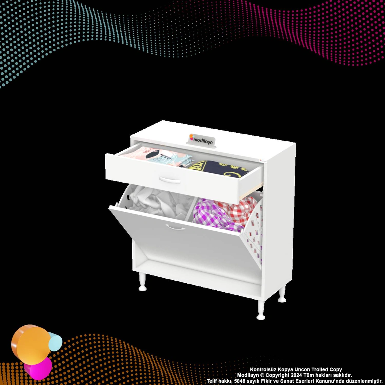 Mira 2 Göz Sepetli Dolap Sebzelik Düzenleyici Dolap 80x88x32,5 Cm Beyaz