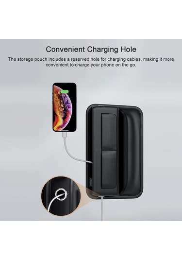 Tenfowee Araç İçi Deri Çok Bölmeli Depolama Çantası Şarj Delikli, Kolay Montaj, Siyah