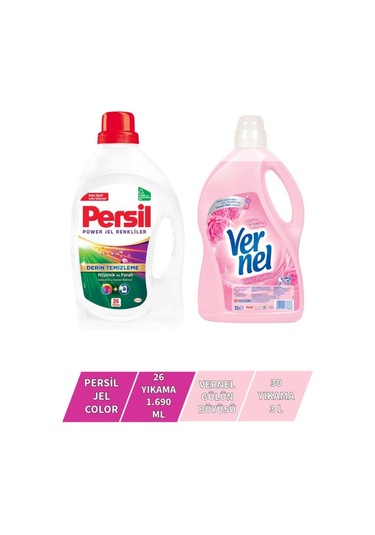 Vernel Gülün Büyüsü 3l + Persil Color Jel 26 Yıkama set-hnkdtj-5134-5992