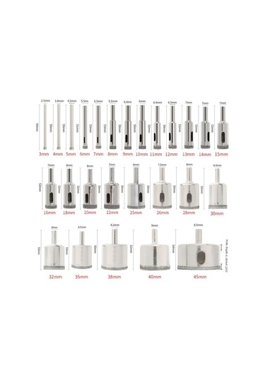 Shineyee 16 Parça Elmaslı Matkap Ucu Seti 6-50mm : Mermer, Seramik, Cam Delme Ve Boncuk Yuvarlama Aracı - Tam Dolu Delme Çözümü