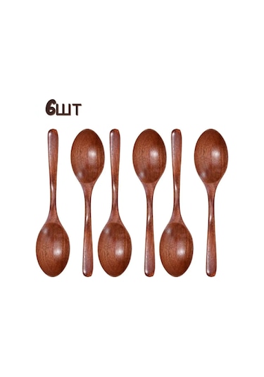 Shineyee 10 Adet 18,5cm Nanmu Ahşap Çatal, Uzun Kollü, Yumuşak Dokulu, Ev Ve Çocuklar İçin, Doğal Renkli Kahverengi