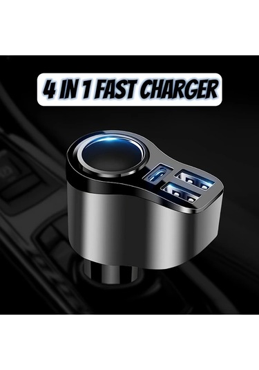 Chuangyinshop Siyah 167w 4'ü 1 Arada Usb-c Araç Şarj Cihazı 47w Pd Hızlı Şarj
