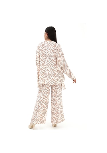 Zebra Desenli Alt Üst İkili Takım - Bej-bej Bej