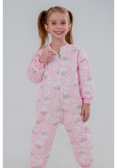Kız Erkek Çocuk Kalın Elyaf Dolgulu 2.5 Tog Desenli Uyku Tulumu-pembe Pembe