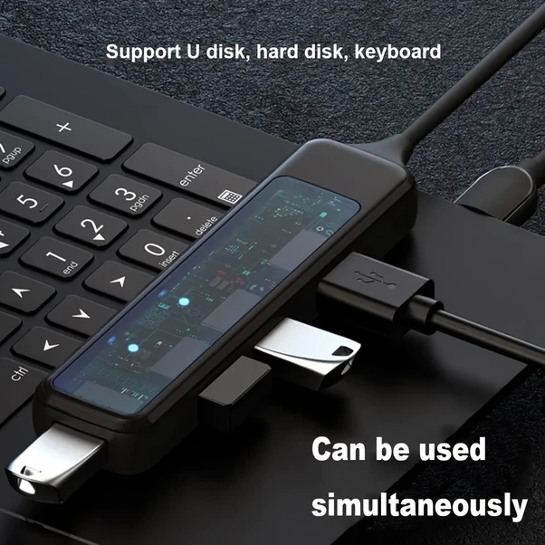 Hightower Usb 3.0 Type-c Genişletme Hub 4 Port Şeffaf Taşınabilir Disk Klavye Bağlantı