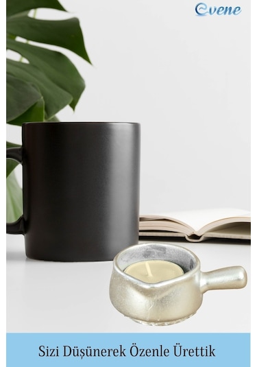 Mumluk Şamdan Tealight Mum Uyumlu Mini Tava Model - Gümüş