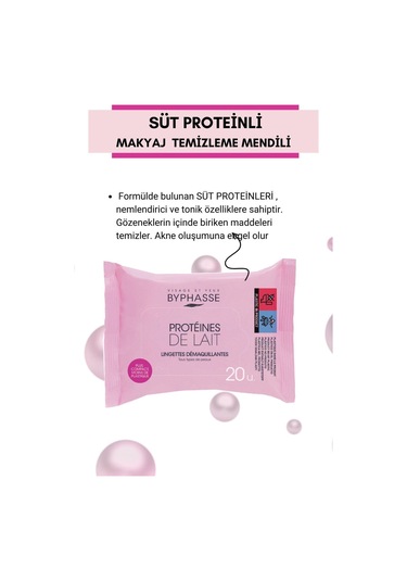 Byphasse Süt Proteinli Makyaj Temizleme Mendili Tüm Ciltler 20'li