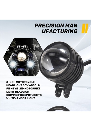 3 İnç Motosiklet Farı 30w 6000lm Balık Gözü Led Motosiklet Işık Far Sürüş Sis Spotları