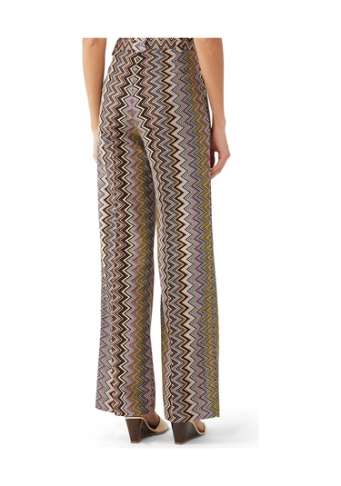Missoni Zigzag Desenli Geniş Paça Pantolon Kahverengi