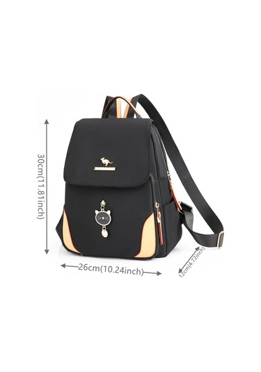 Lichen Kadın Moda Yönlü Naylon Sırt Çantaları Su Geçirmez Büyük Siyah