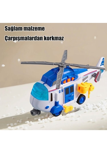 Sesli Ve Işıklı Kurtarma Helikopteri - Pervaneli Eğitici Oyuncak Helikopter 21 Cm