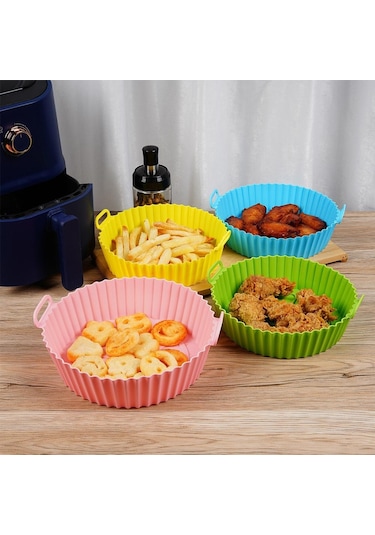 Gri 22/24 Cm Yuvarlak Silikon Hava Fritöz Pişirme Sepeti Astarı Airfryers  20 Cm