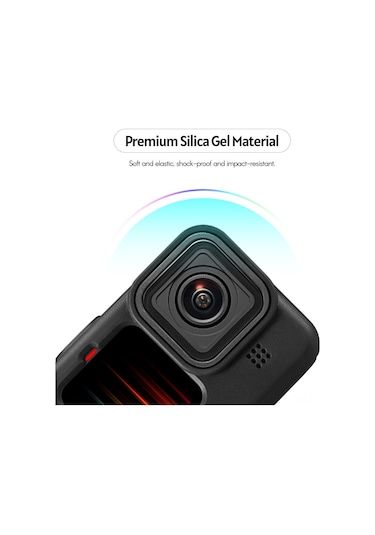 Hombey Gopro Hero 9/10 Black Kamera Korumalı Silikon Kılıfı - Lens Kapağı Ve Kayıp Engelleme Eldiveni İle Tam Koruma Aksesuarı