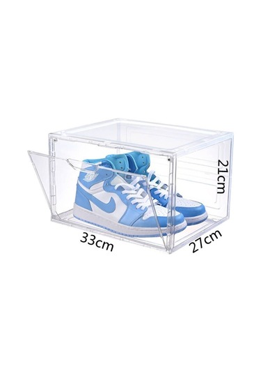 Yaklaşık 46 Numara Yüksek Bilekli Spor Ayakkabı Ayakkabı Kutusu, 3 Taraflı Yüksek Şeffaflıkta Beyaz Yan Açıklık, Akrilik A