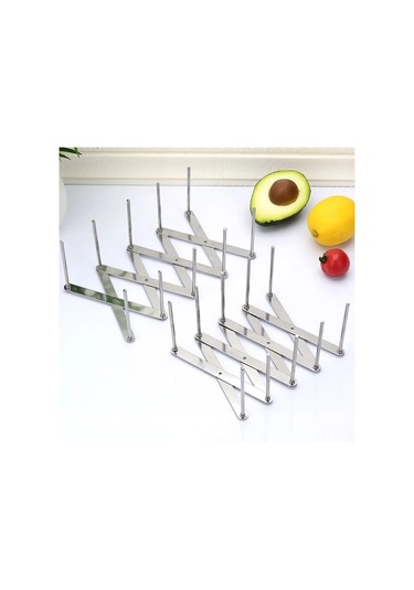 Xiyyadms Stainless Steel Çok Amaçlı Genişletilebilir Tabak Rafı - 7 Katlı, Ayarlanabilir Bölmeli, Mutfak Tabak-lid-yemek Tabağı Organizatörü Gümüş