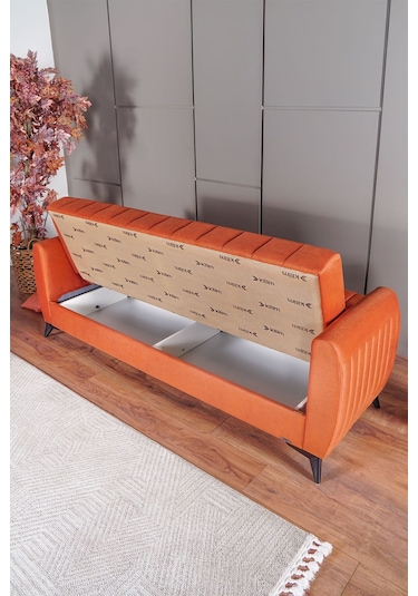 Kilim Mobilya Linda Üç Kişilik Kanepe Yüksek Ayaklı Turuncu