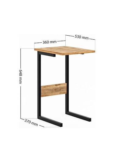 Ceramical C Sehpa - Atlantik Çam / Siyah - 67x46x36 Cm Atlantik Çam