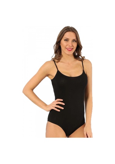 Giyim Bayan İp Askılı Çıtçıtlı Body Siyah Siyah