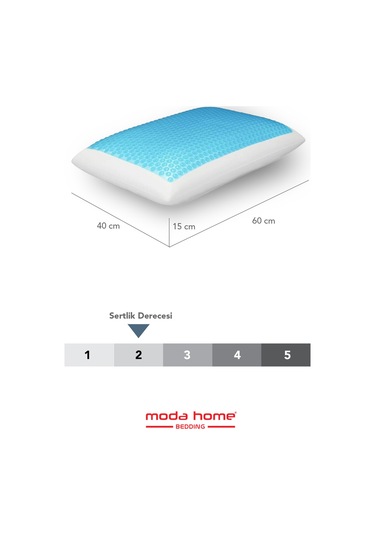 2 Adet Terletmeyen Visco Ortopedik Yastık,serinleten Jelli Yastık Çift Yönlü 60x40-15 Cm Beyaz