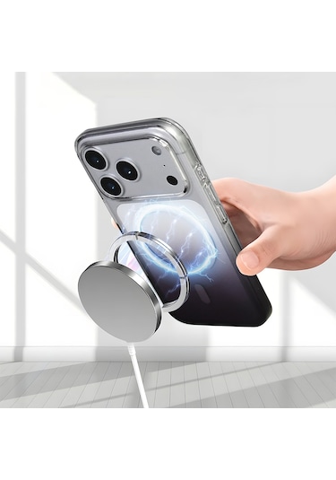Apple Uyumlu iPhone 17 Pro Max Kılıf M-safe Şarj Özellikli Septik Silikon Kılıf Siyah