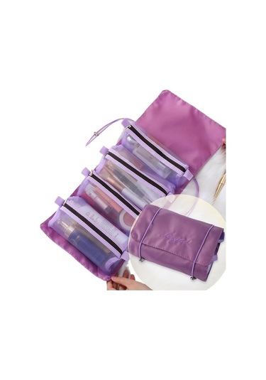 Trendooze Taşınabilir Seyahat Saklama Mor Kozmetik İşlevli Çok Çıkarılabilir Çantası, Çantası Arada 4'ü 1 - Lu Mor