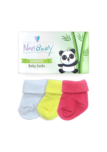 Novibaby 3'lü Bambu Yenidoğan Bebek Çorabı I Spring I 0-6 ay "Karışık Renkli"
