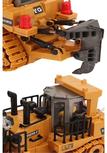 Işıklı Sesli Full Fonksiyon Metal Hareketli Buldozer 2.4ghz Uzaktan Kumandalı İş Makinesi Kepçe