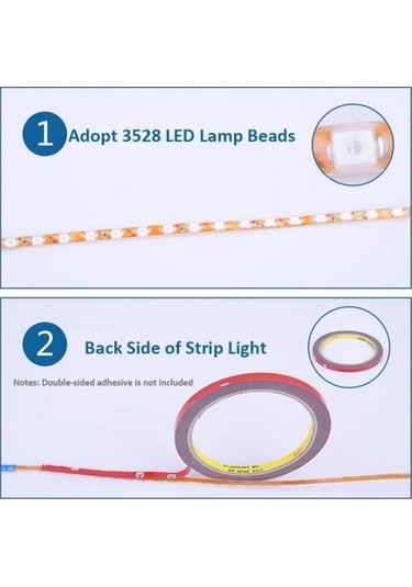 Wondernest 5 Adet Normalde Açık 45 Led 3528 Smd Su Geçirmez Esnek Araba Şerit Işığı, 12v, 45cm, Araba Dekorasyonu Diğer