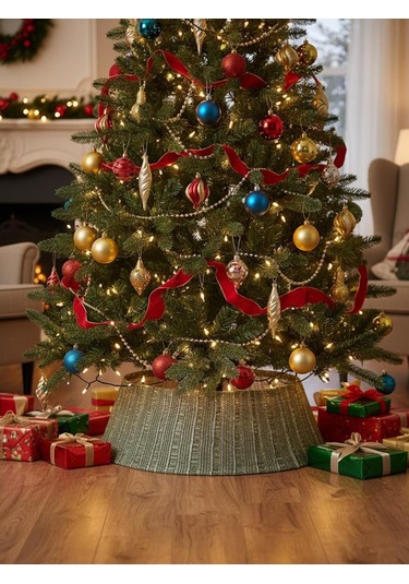 Lumy Yeşil Yılbaşı Ağaç Altı Eteği Metal 52-67 25cm