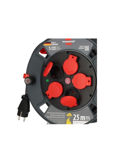 Brennenstuhl Profesyone Serisi 5 Soketli Sigorta Şalterli Ip44 Lisanslı 25 Metre Makaralı Kablo H07rn-f 3g2.5