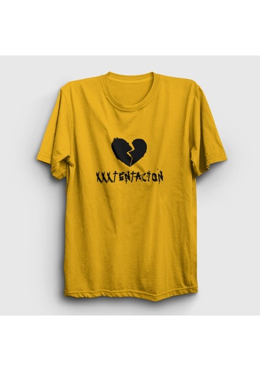 Presmono Unisex Broken Heart Xxxtentacion T-shirt Sarı
