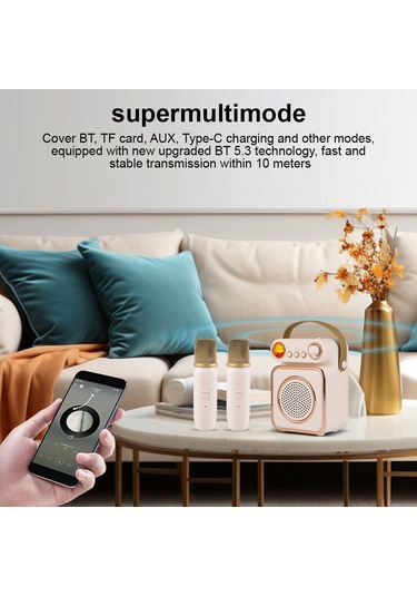 Reedark 5w Bluetooth Hoparlör, 2200mah Pil, 2 Mikrofonlu, Yeşil/pembe/bej Seçenekleri