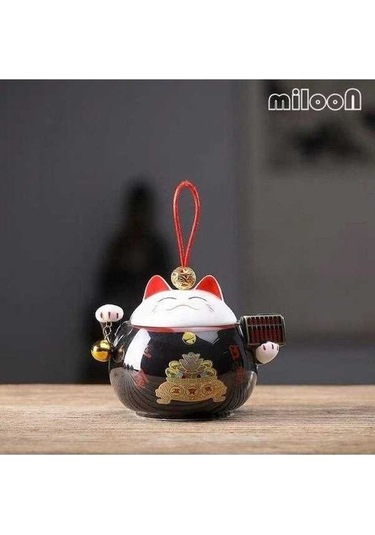 Pazly Şanslı Sevimli Kedi Çay Caddy Seramik Mühürlü Seyahat Kavanoz Depolama Taşınabilir Baharat Kutusu 11.4x8.8x8.3cm A Diğer