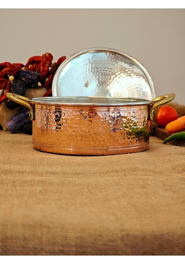 Modabakır Pilav Tenceresi Bakır 20 Cm 2500 Ml Model:55 Metalik