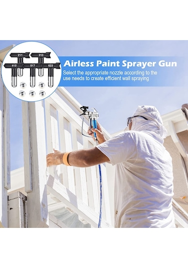 Xurunkeji 12 Adet Airless Boya Püskürtme Makinesi, Nozul Koruyucu, 5 Püskürtme Ucu Ve Airless Püskürtme İçin 5 Airless Boya Püskürtme Filtresi