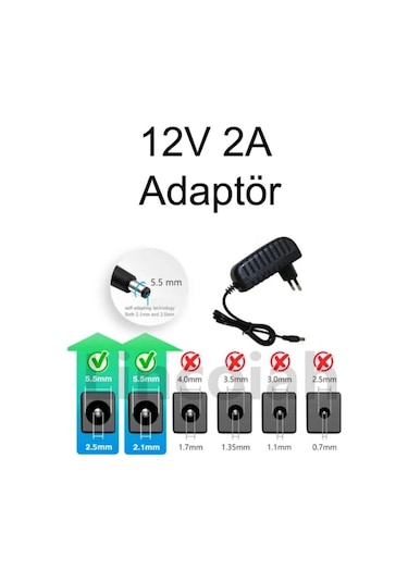 12v 2a Şerit Led Adaptörü 12 Volt 2 Amper Kamera Adaptörü