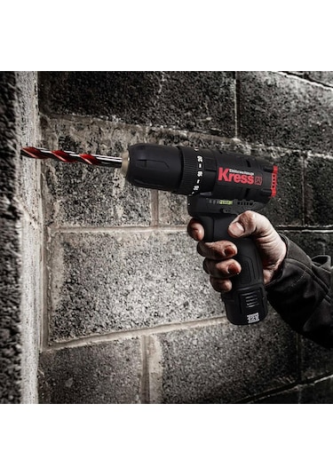 Kress KUC12 12V/2.0Ah Li-İon Çift Akülü Kömürsüz Profesyonel Şarjlı Darbeli Matkap