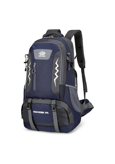 Ranyeek 60 Litre Büyük Kapasiteli Outdoor Sırt Çantası - Erkek Ve Kadın İçin Dayanıklı Seyahat Çantası - Koyu Mavi Koyu Mavi
