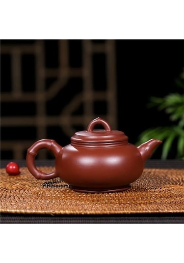 El Demlik Cevheri Büyük Kırmızı Çaydanlık Kung Fu Çay Potu Bambu Kiraz Çaydanlıklar Altın