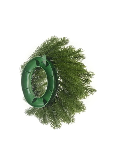 Kangvka Yeşil Plastik Noel Çemberi - 38cm Ev Dekorasyonu, Simülasyon Bitki, Mağaza Ve Ev Sahnesi Süsleme