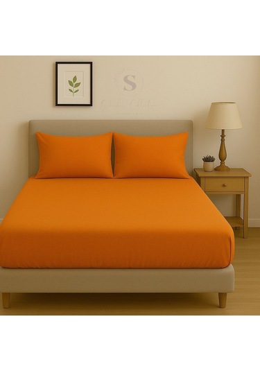 Shules Collection Turuncu Çift Kişilik Çarşaf+yastık Seti %100 Pamuk Turuncu