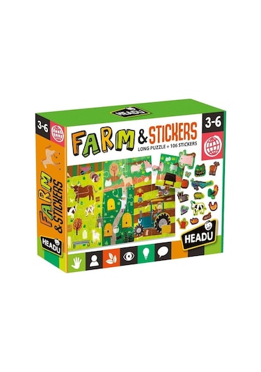 Headu Puzzle + Stıckers The Farm (3-6 Yaş) Mu24926