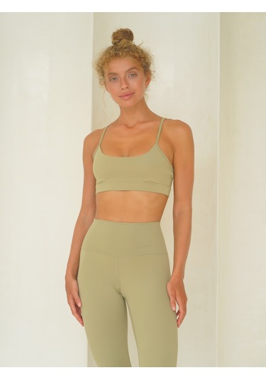 Fold Kaplı Spor Soft Haki Crop Haki