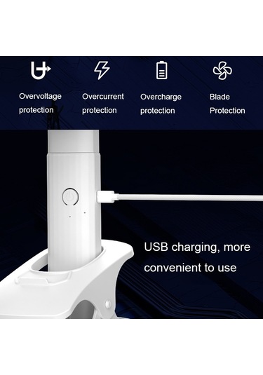 Cbtx Masaüstü Taşınabilir Usb Şarj Klipsli Fan Çok Fonksiyonlu Dönebilen El Fanı Gri