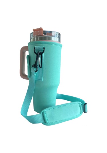 Mufunye 40oz Outdoor Sıcak Soğuk Tutucu Kupa Çantası, Taşınabilir Askı, Dayanıklı Materyal, Toplu Satış Mavi Açık Mavi