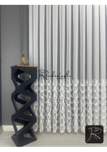 Tül Perde Brillant Marka Püsküllü Etek Geniş İşleme Bakpüs Desen Püskül2