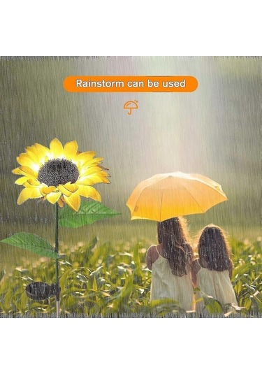 Opulentliving Çok Renkli Ayçiçeği Güneş Işıkları, Su Geçirmez Bahçe Dekorasyonu Çok Renkli